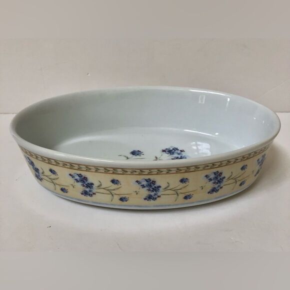 HERITAGE MINT ENCHANTED GARDEN OVAL BOWL BAKING 11"X7.5"X1.5" WHITE/FLORAL - Picture 3 of 11